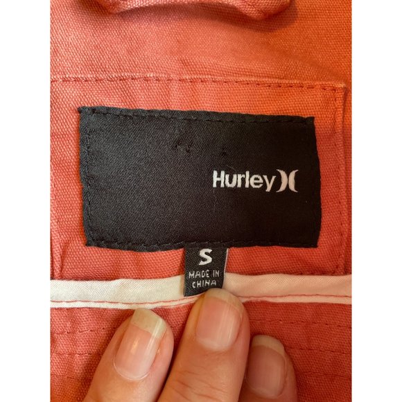 Hurley Lightweight Salmon Pink Jean‎ Jacket Moto Style 100% Cotton Size Small - Picture 6 of 8